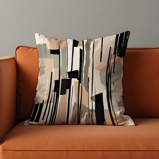 Neutral Stripe Throw Pillow Cover, Black Cushion Case