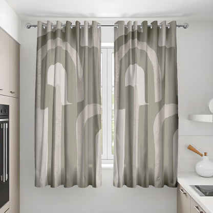 Taupe Beige Arch Pattern Curtains, Minimalist Modern Drapes