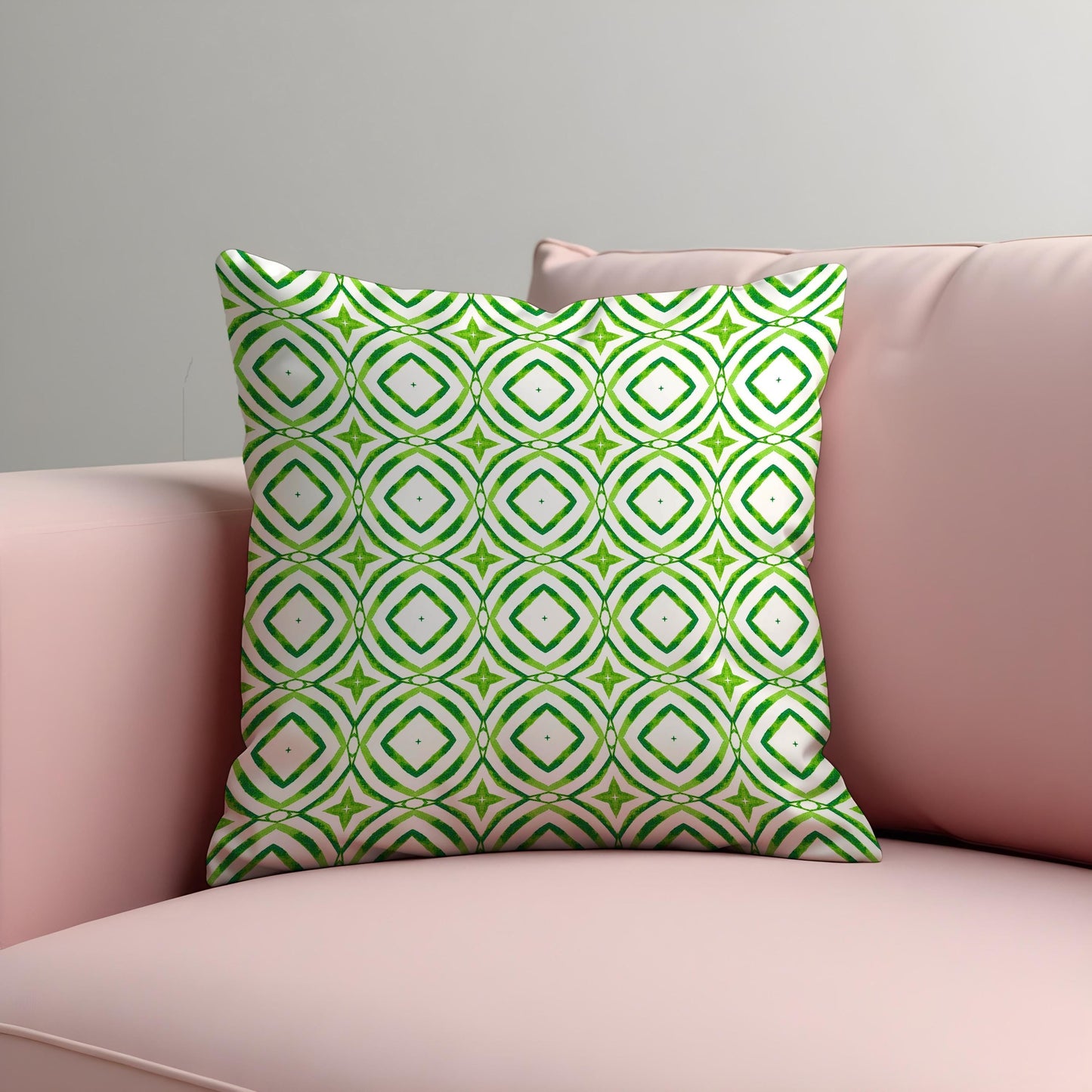 Green Geometric Cushion Cover, Modern Retro Throw Pillow Cover