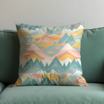 Pastel Mountain Throw Pillow Cover, Colorful Landscape Cushion Case
