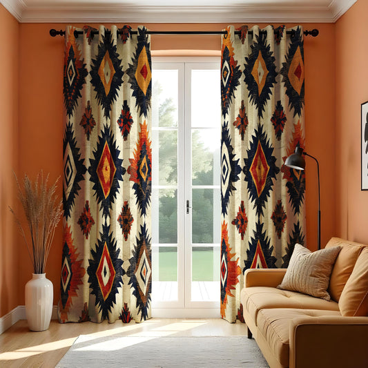 Southwestern Tribal Curtains, Desert Aztec Boho Drapes