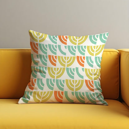 Retro Mid Century Modern Cushion Cover, Block Print Pillow Case