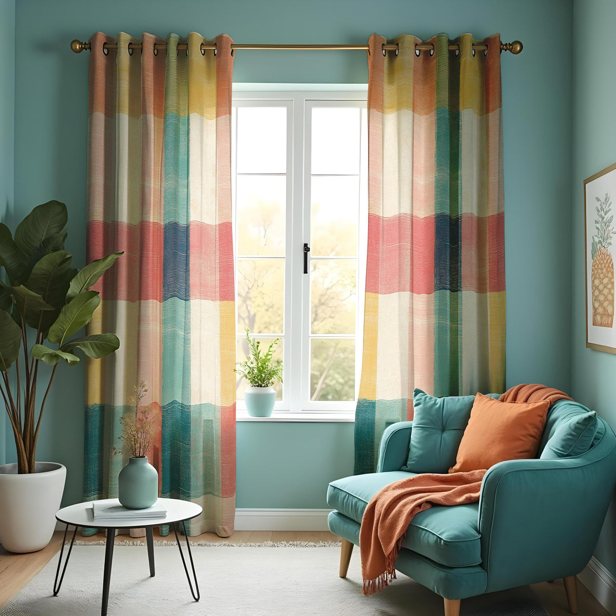 Warm Multicolor Striped Curtains, Boho Made to Measure Drapes