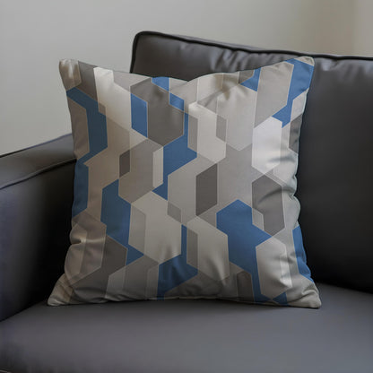 Grey Blue Geometric Cushion Cover, Modern Pillow Case