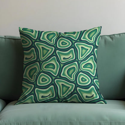 Retro Psychedelic Cushion Cover, Green Trippy Abstract Pillow Case