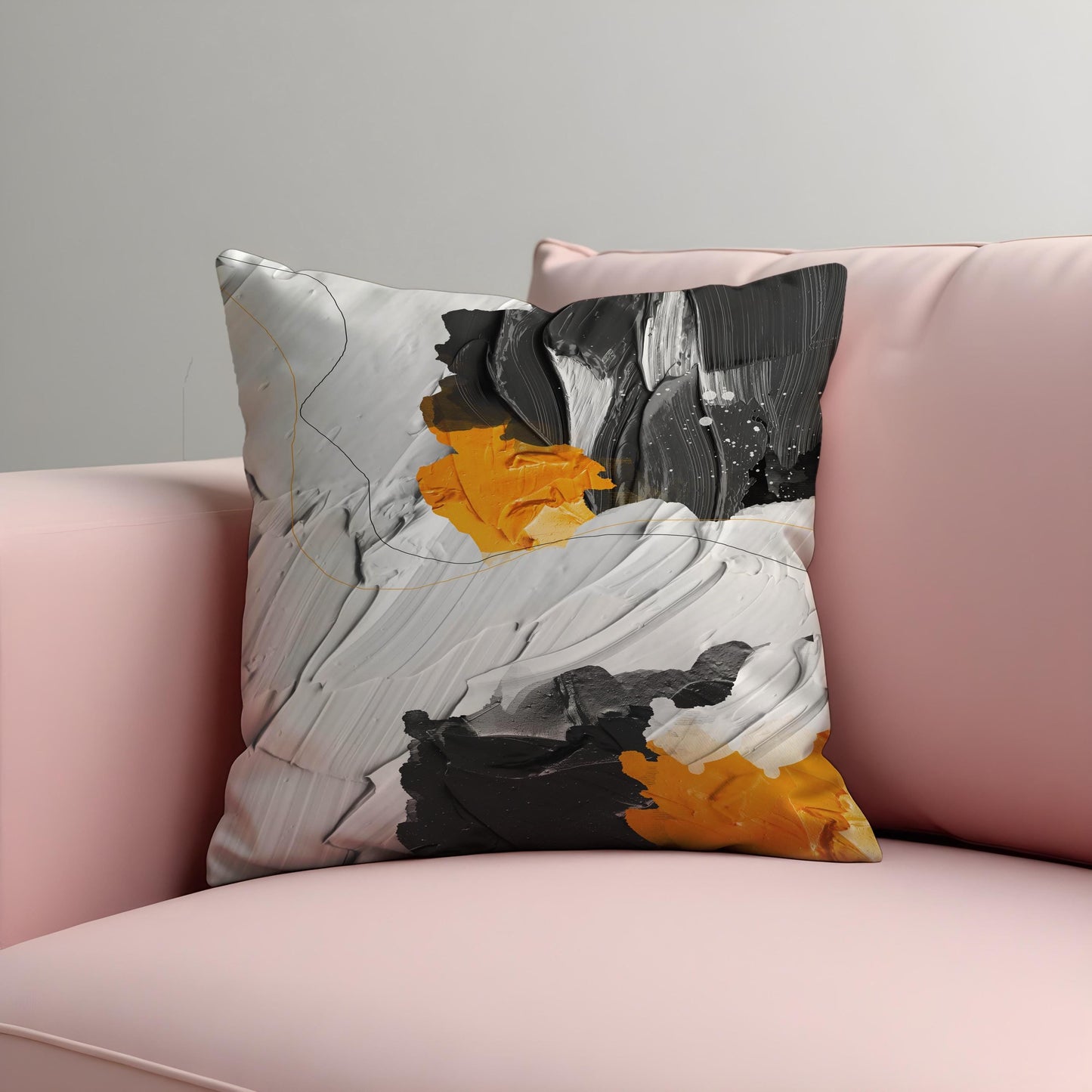 Monochrome Abstract Cushion Cover, Brushstroke Throw Pillow Cover