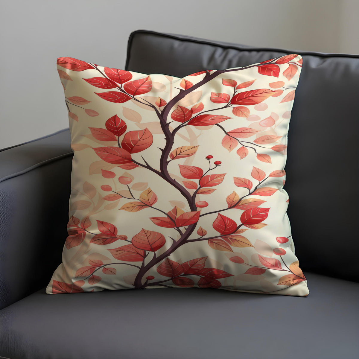 Floral Cushion Cover, Botanical Leaf Modern Throw Pillow Case