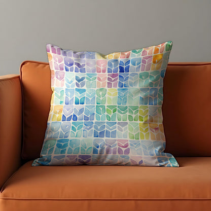 Colorful Geometric Cushion Cover, Watercolor Throw Pillow Case