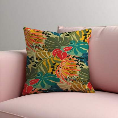 Tropical Leaf Cushion Cover, Botanical Throw Pillow Case