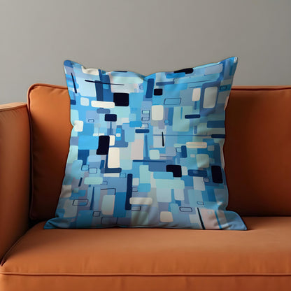 Blue Abstract Geometric Throw Pillow Cover, Modern Cushion Case