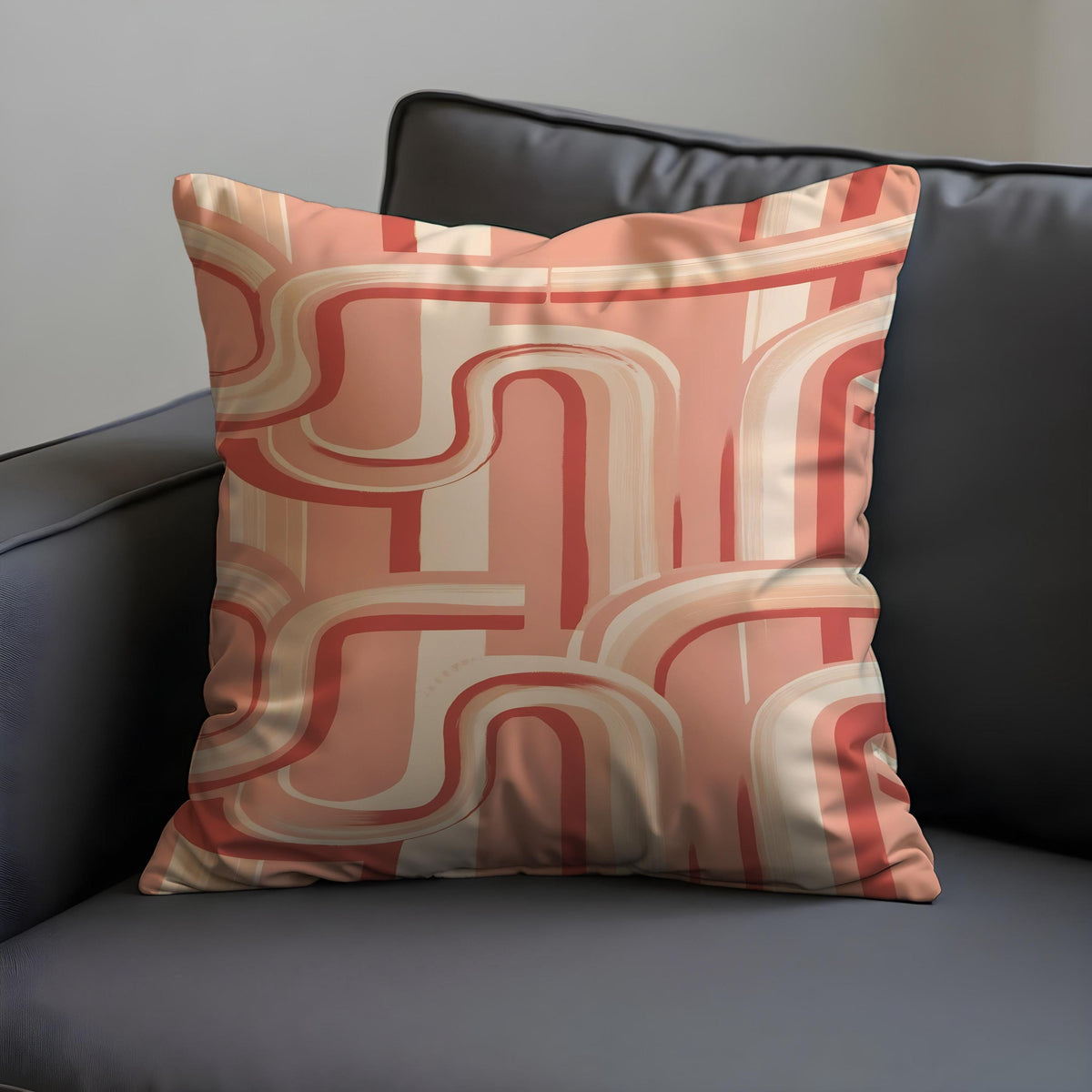 Retro Pink Cushion Cover, 70s Stripe Throw Pillow Case