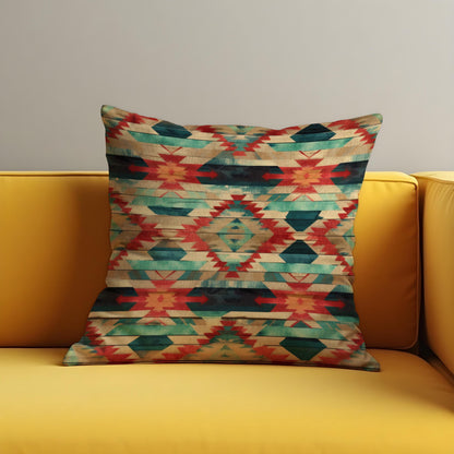 Southwestern Aztec Cushion Cover, Rustic Boho Tribal Diamond Pillow Cover