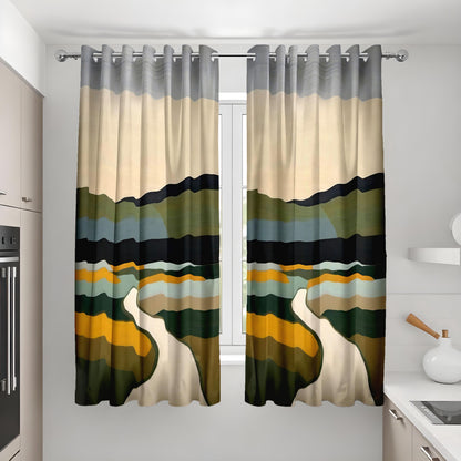 Earthy Mountain Landscape Curtains, Custom Size Drapes