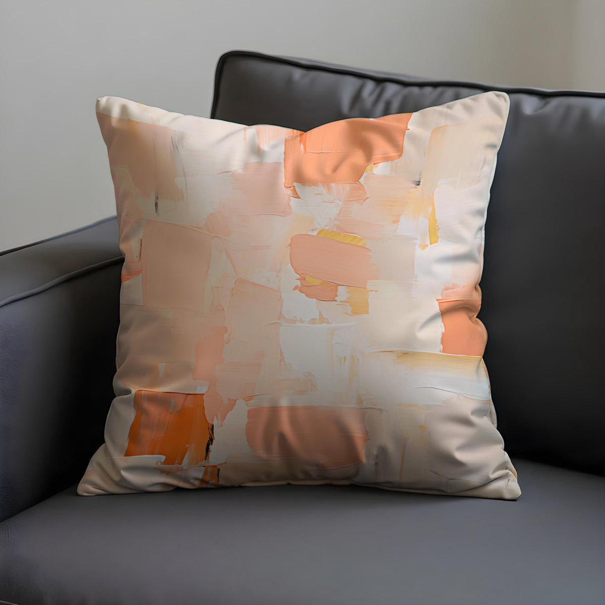 Peach Neutral Cushion Cover, Abstract Pillow Case