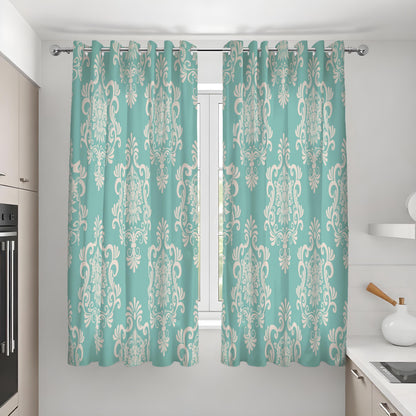 Green Damask Curtains, Classic Pattern Custom Made Drapes