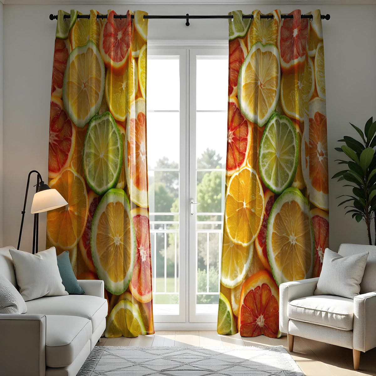 Citrus Fruit Kitchen Curtains, Lemon Lime Orange Drapes