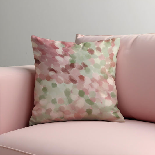 Blush Pink Watercolor Cushion Cover, Abstract Dot Pattern Pillow Case
