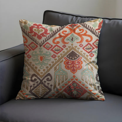 Boho Ikat Cushion Cover, Geometric Ethnic Throw Pillow Case