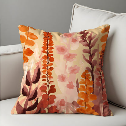 Autumn Floral Pillow Cover, Watercolor Botanical Cushion Case