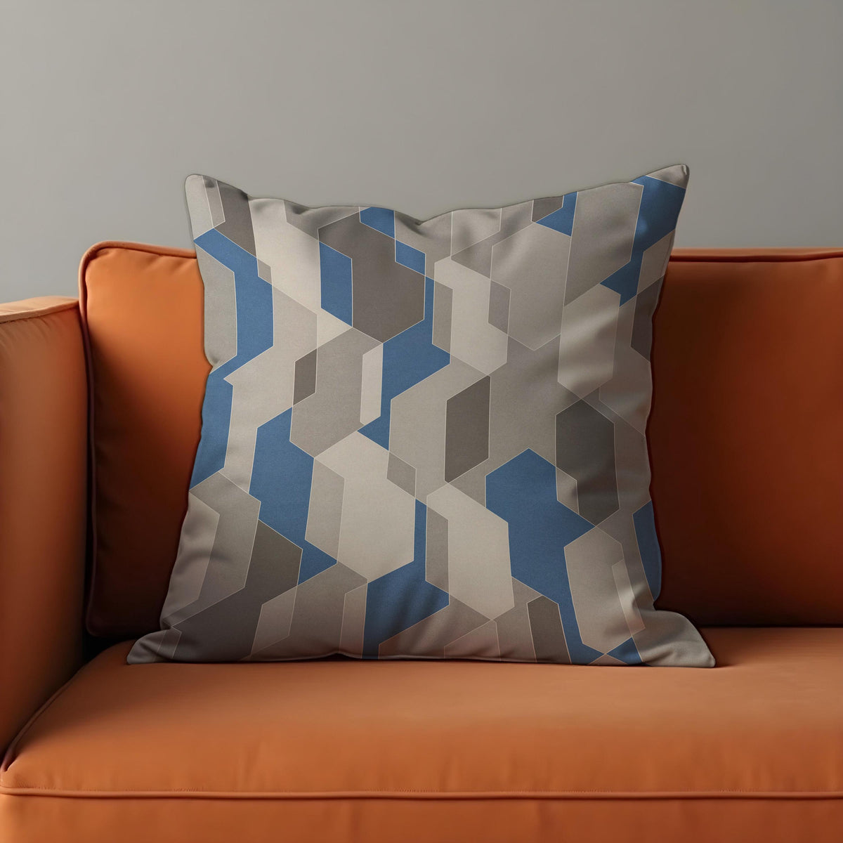 Grey Blue Geometric Cushion Cover, Modern Pillow Case