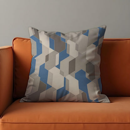 Grey Blue Geometric Cushion Cover, Modern Pillow Case