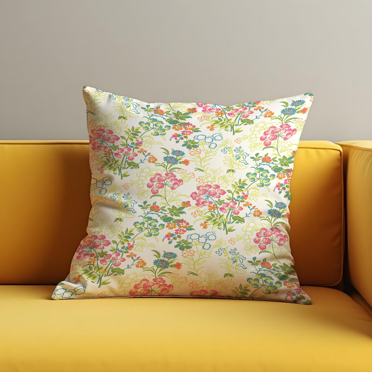 Pastel Floral Cushion Cover, Classic Garden Throw Pillow Case