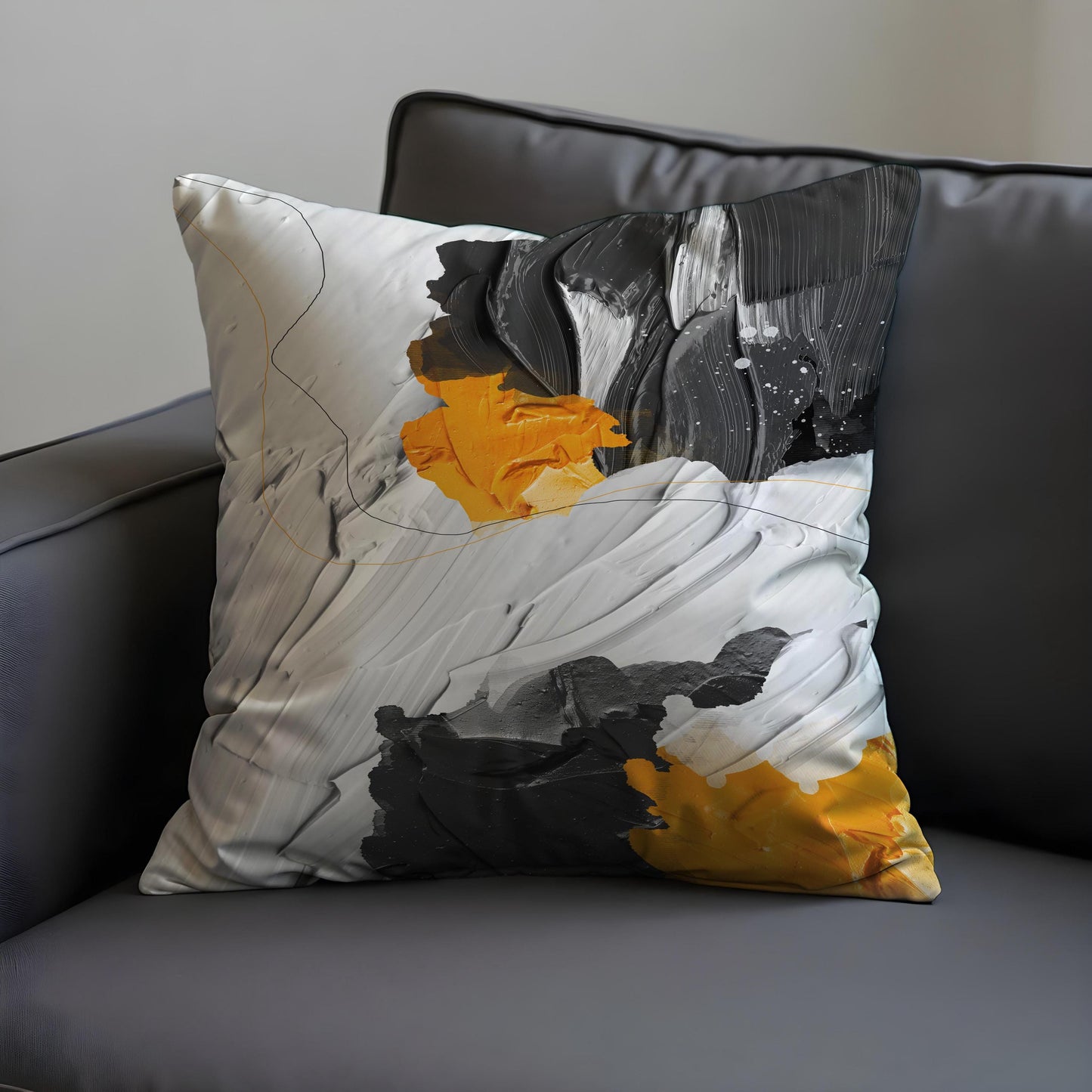 Monochrome Abstract Cushion Cover, Brushstroke Throw Pillow Cover