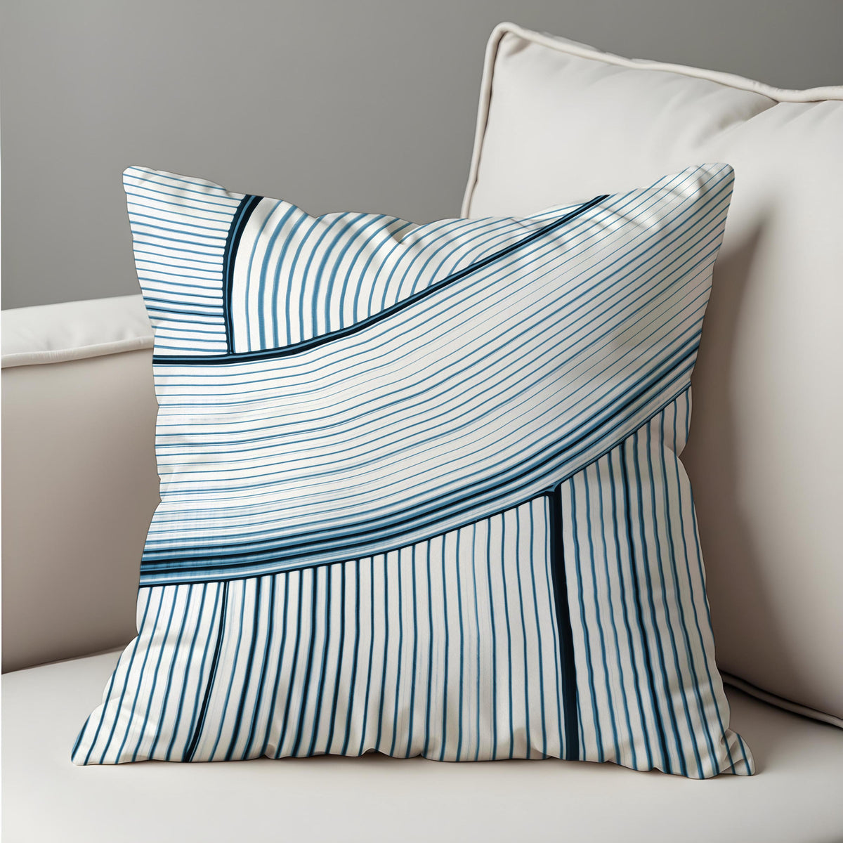 Navy White Stripe Cushion Cover, Modern Pillow Case