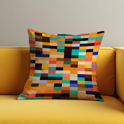 Color Block Cushion Cover, Pixel Art Throw Pillow Case