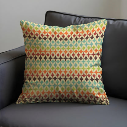 Retro Geometric Cushion Cover, Colorful Mid Century Pillow Case