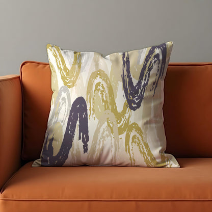 Abstract Brushstroke Cushion Cover, Mustard & Charcoal Swirl Pillow Case