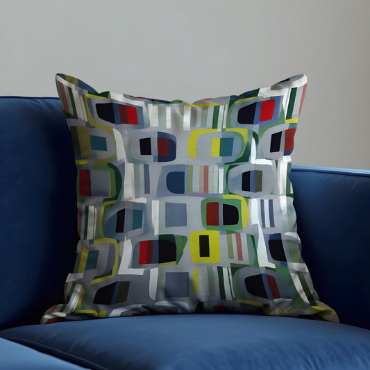 Retro Geometric Cushion Cover, Mid Century Pillow Case