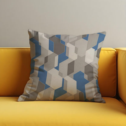 Grey Blue Geometric Cushion Cover, Modern Pillow Case