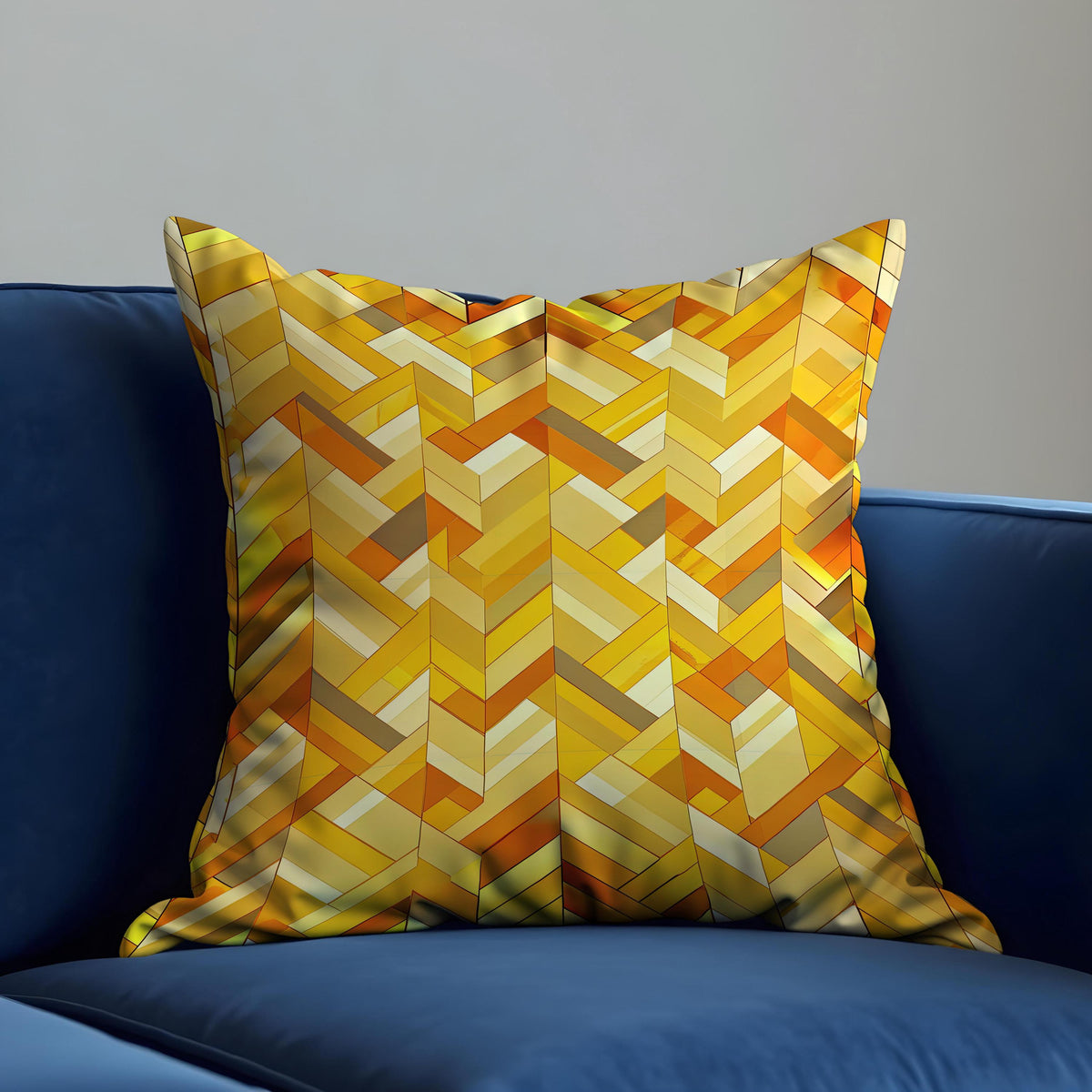 Yellow Geometric Cushion Cover, Abstract Pillow Case