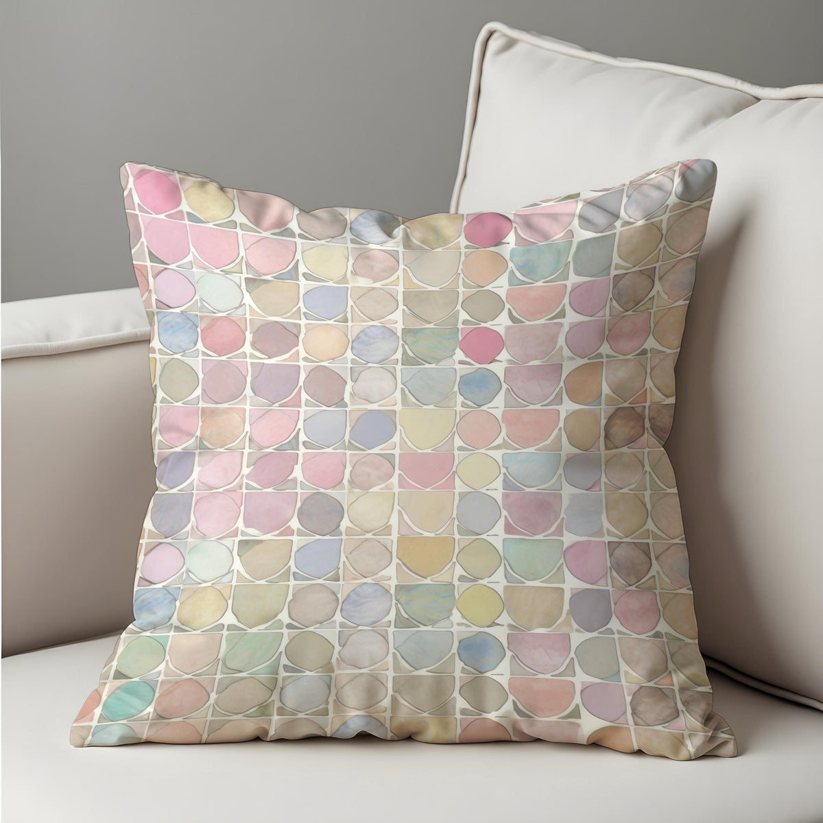 Pastel Geometric Throw Pillow Cover, Modern Circle Cushion Case
