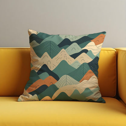 Abstract Mountain Cushion Cover, Geometric Landscape Pillow Case
