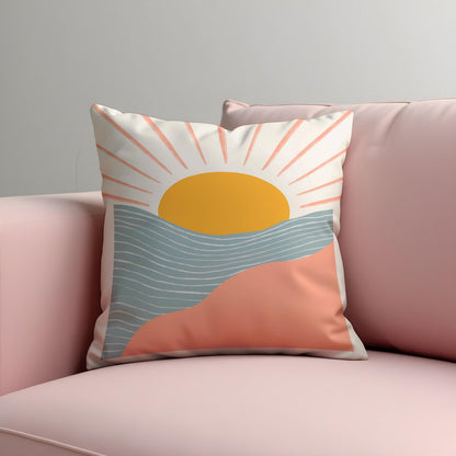 Sunrise Landscape Cushion Cover, Boho Throw Pillow Case
