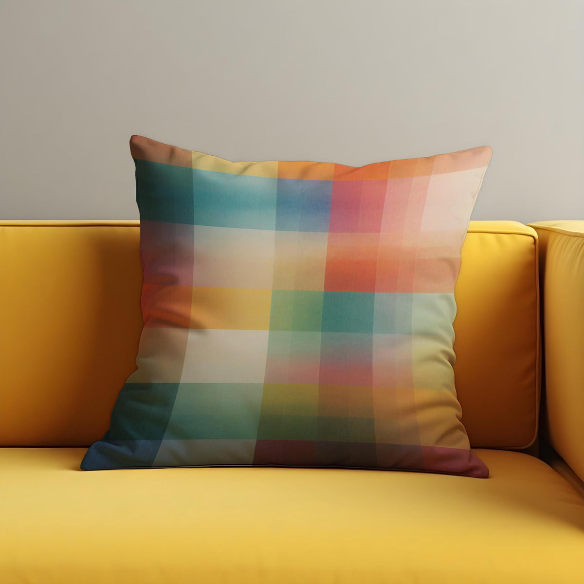 Rainbow Plaid Cushion Cover, Colorful Throw Pillow Case