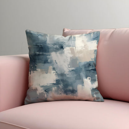 Abstract Blue Cushion Cover, Modern Painterly Throw Pillow Case