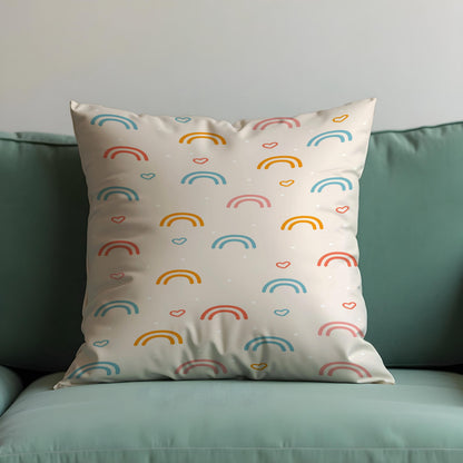 Rainbow Hearts Throw Pillow Cover, Pastel Cushion Case