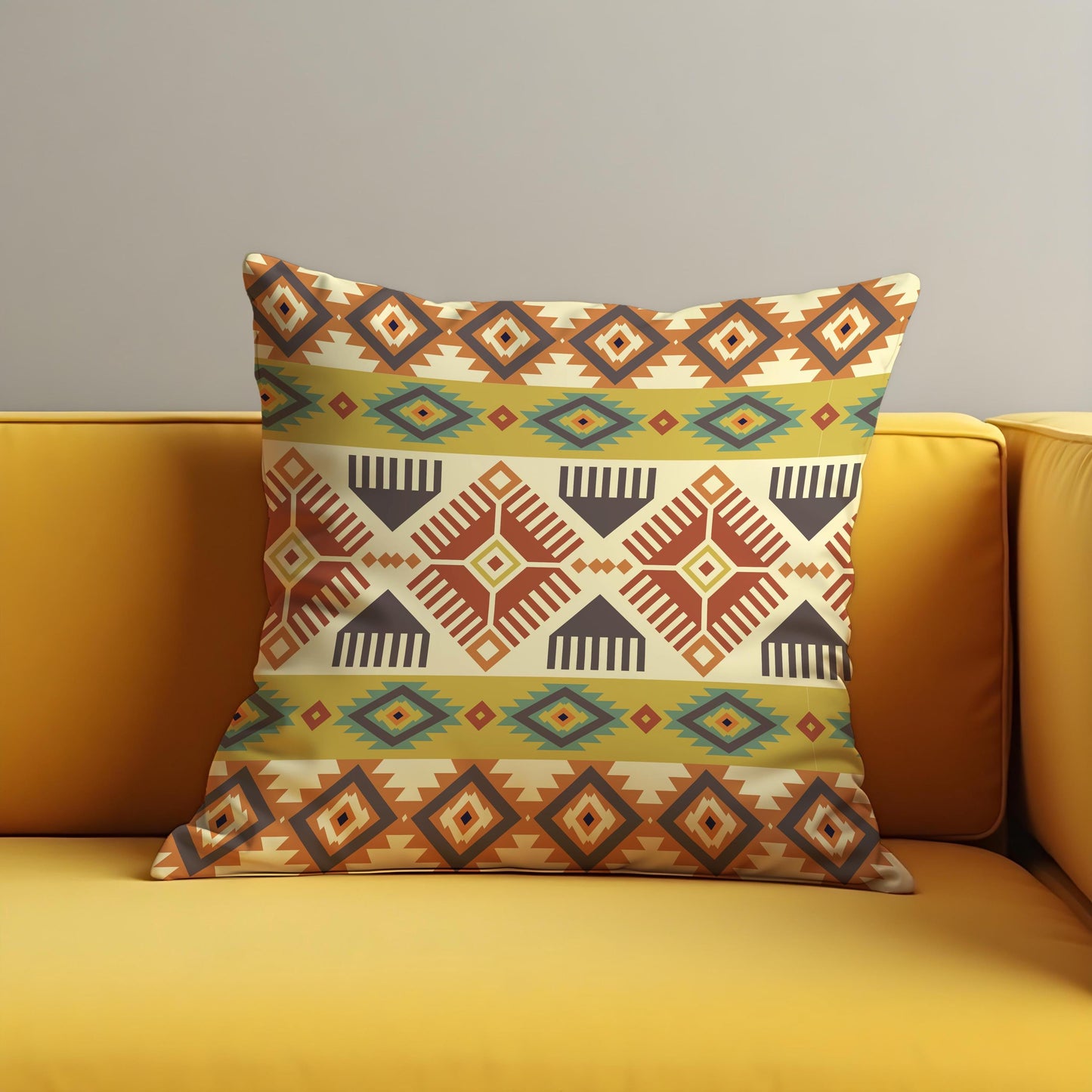 Boho Tribal Cushion Cover, Colorful Aztec Geometric Pillow Case