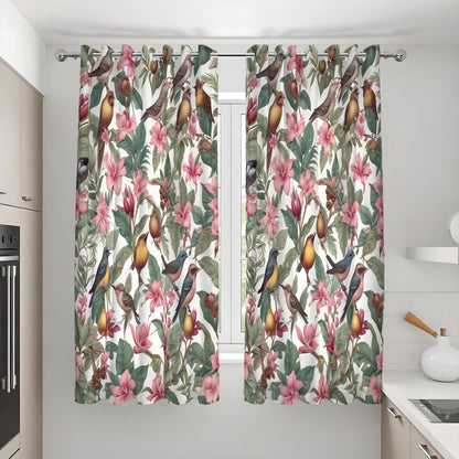 Tropical Bird & Flower Curtains, Vibrant Botanical Drapes