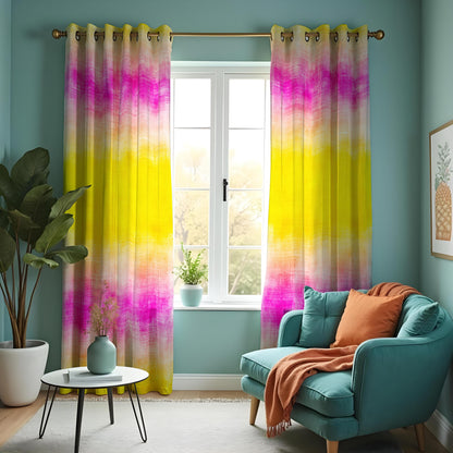 Yellow Pink Ombre Curtains, Watercolor Gradient Drapes