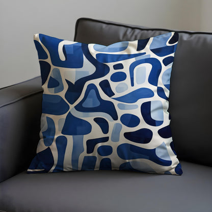 Abstract Blue Cushion Cover, Navy Blue Pattern Pillow Case