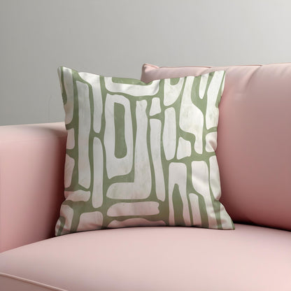 Sage Green Abstract Cushion Cover, Organic Line Art Pillow Case