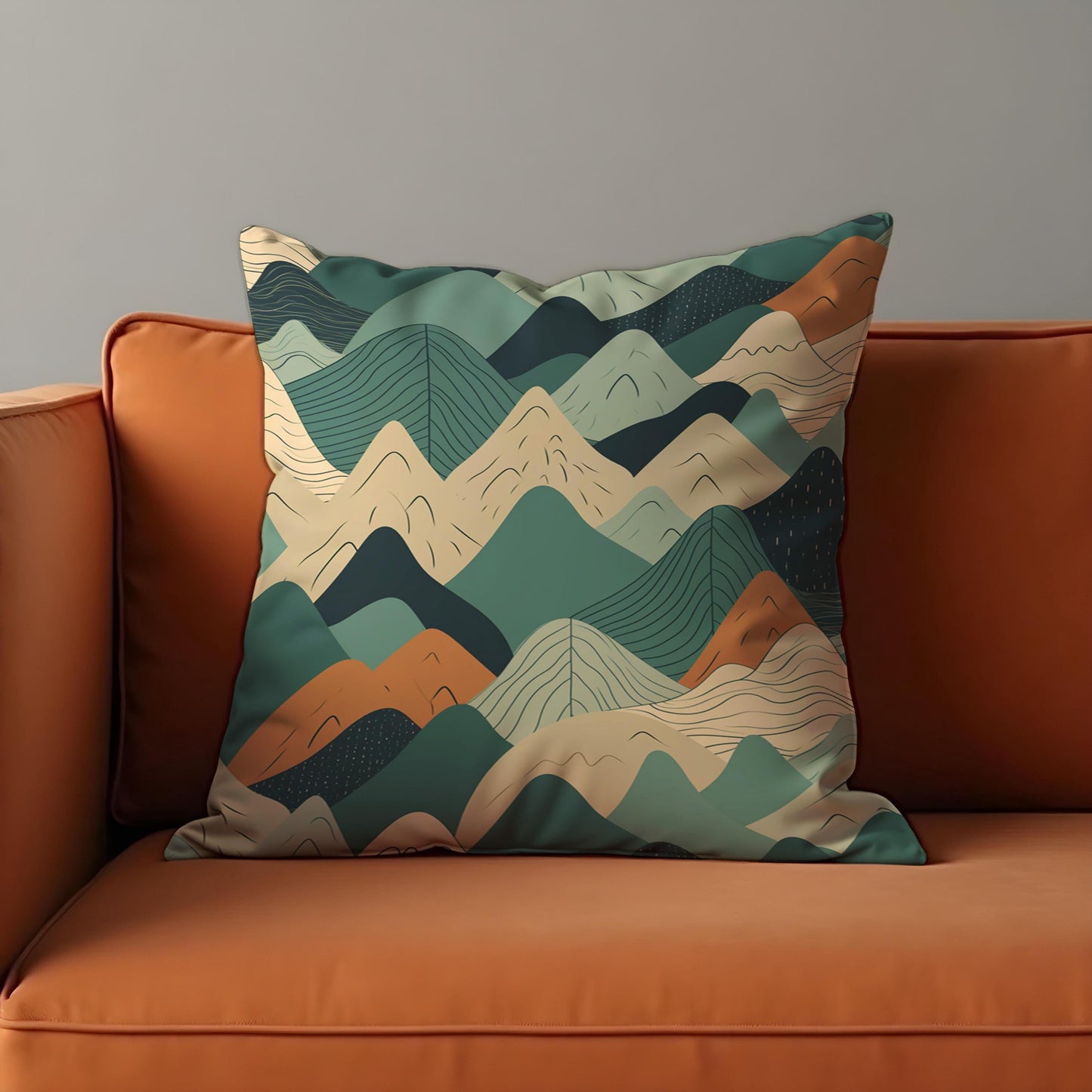 Abstract Mountain Cushion Cover, Geometric Landscape Pillow Case
