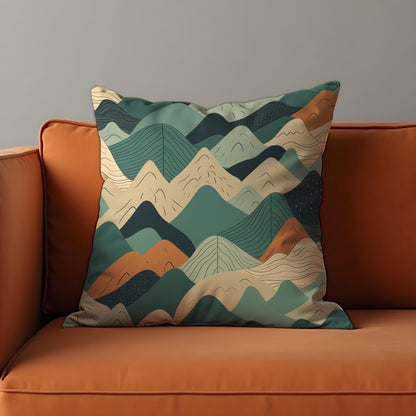 Abstract Mountain Cushion Cover, Geometric Landscape Pillow Case