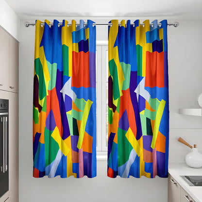 Bold Color Block Curtains, Multicolor Abstract Drapes