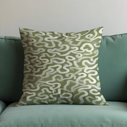 Sage Green Abstract Cushion Cover, Organic Pillow Case
