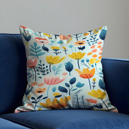 Modern Floral Cushion Cover, Vibrant Flower Pattern Pillow Case